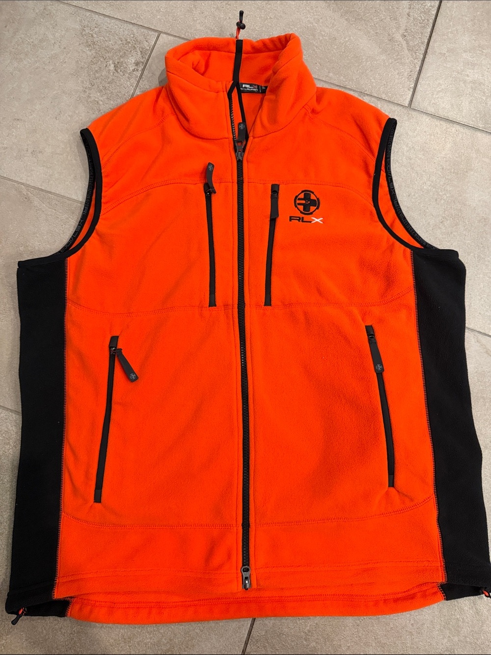 RLX Ralph Lauren Men's Orange Fleece Zip-Front Vest